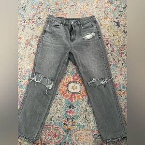 Gray wash denim, mom jean, size 10